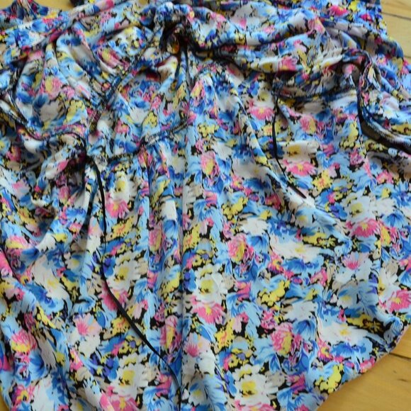FREE PEOPLE Tropical Floral Print A-Line Babydoll Henley Top Size L Fits XS/S - Picture 8 of 10